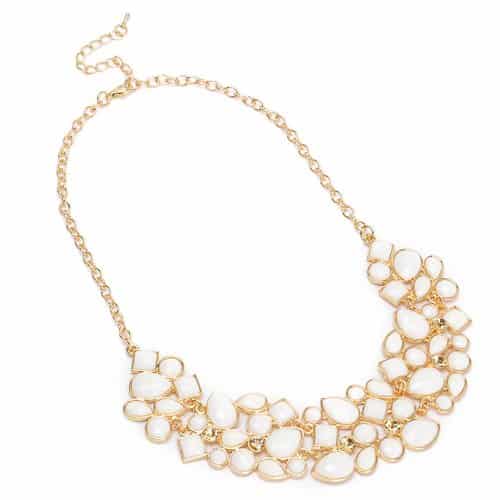 Gold Chain White Resin Pendant Necklace