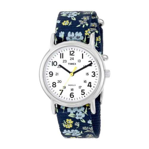 Timex Woman's Weekender Blue Floral Strap Watch
