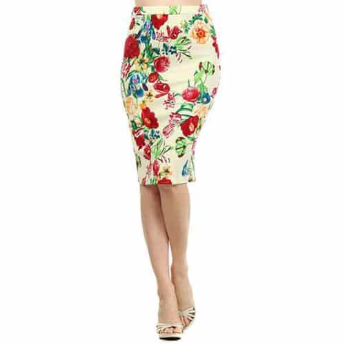 Floral Print Pencil Skirt