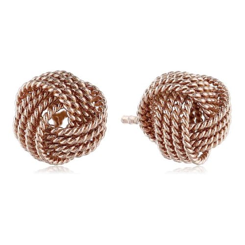Rose Gold Twisted Love Knot Stud Earrings