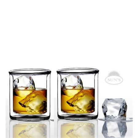 Sun's Double Wall Manhattan-Style Old-fashioned Whiskey Glasses