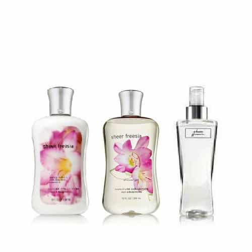 bath & body works sheer freesia gift set