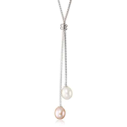Bella Pearl Double Dangling Pendant Necklace