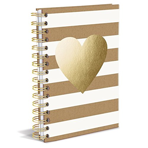 gold heart spiral bound notebook