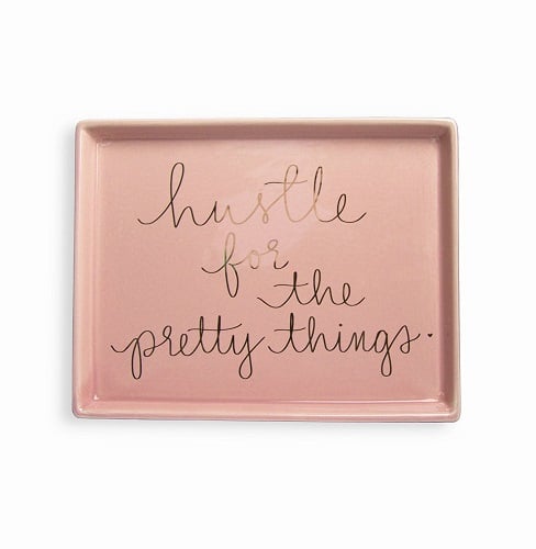 Pink Ceramic Glam Trinket Tray with Inspirational Quotes. Off to college gift ideas.