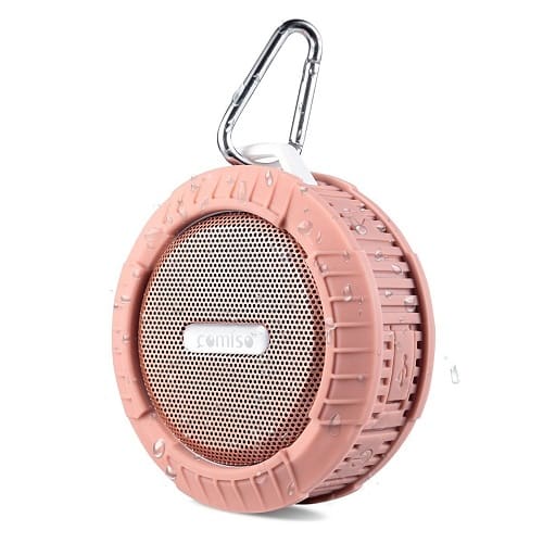 rose gold shower speaker with suction cup and speakerphone