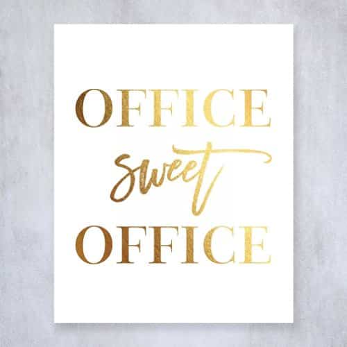 Office Sweet Office Gold Foil Wall Art