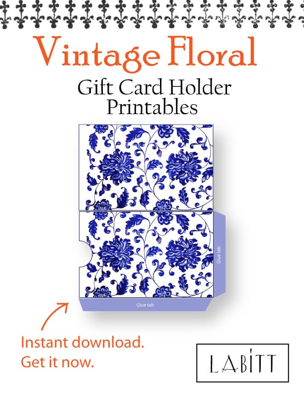 China - Vintage Style Floral Design Gift Card Holder Printables
