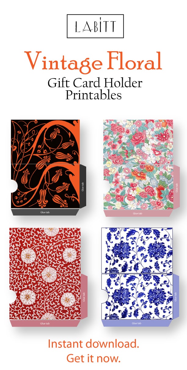 Cool Vintage Style Floral Design Gift Card Holder Printables | DIY gift ideas for best friend