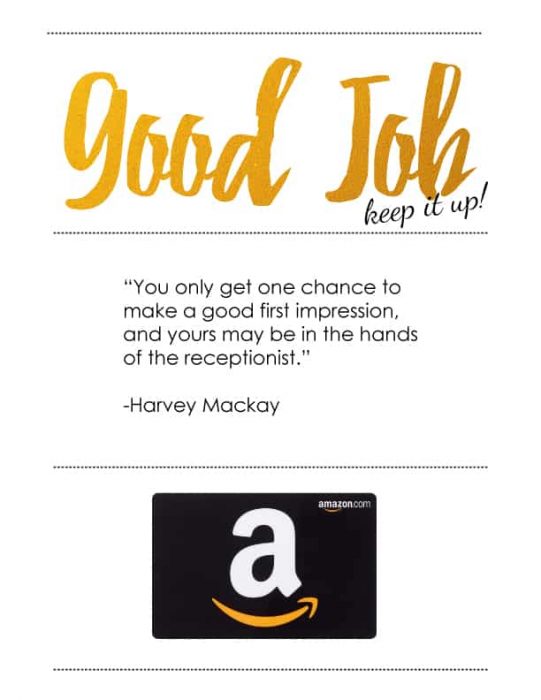 Receptionist Appreciation Amazon Gift Card Presentation Idea - Free Printables