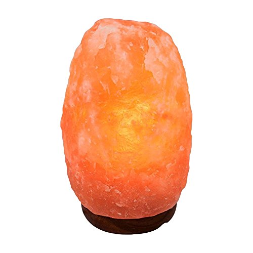 Natural Himalayan Glow Hand Carved Crystal Salt Lamp with Wood Base. 15 Year Wedding Anniversary Gift Ideas for Him and for Her. Gifts For Husband and Wife.