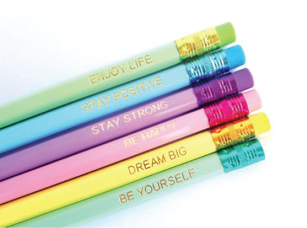 rainbow color positive vibe pencils