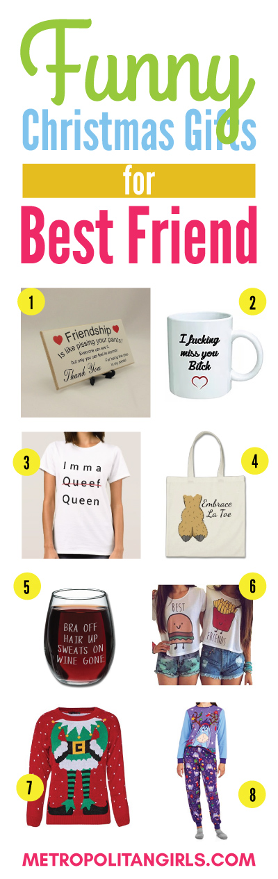 Funny Christmas gift ideas for best friend. Humorous gifts.
