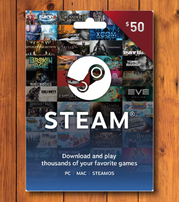 Steam Store Gift Card - Gifts for 17 Year Old Boys - used for buying PC games