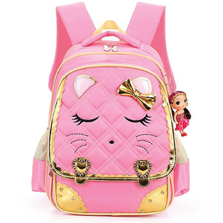 15+ Cute School Supplies for Kids: Cute kitty pink school backpack for girls