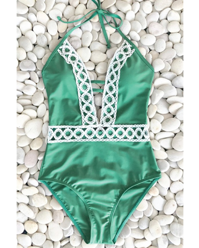 Thick Forest Deep V One-Piece Swimsuit