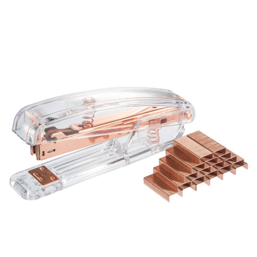 girly-girl-office-supplies clear acrylic rose gold stapler