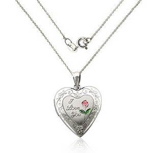 engraved rose heart necklace