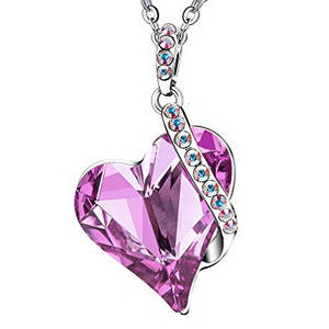 Amethyst crystal heart necklace