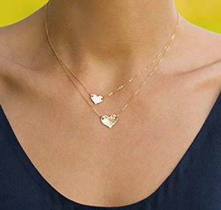 layered gold hearts necklace