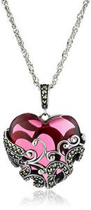 Clear red glass heart necklace