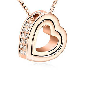 Rose gold double hearts necklace