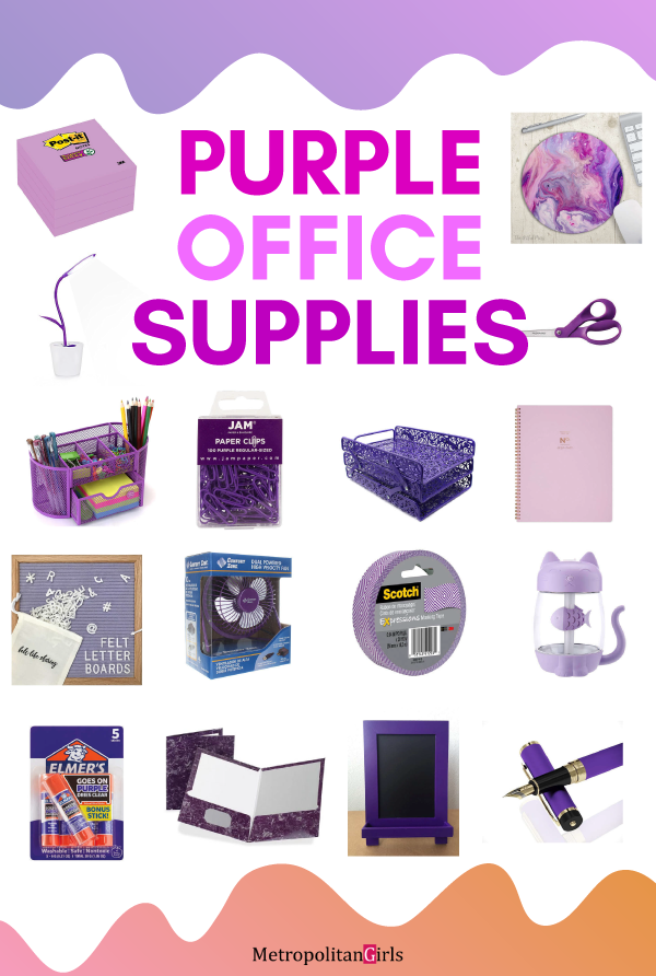 20 Cute Purple Office Supplies You Ll Love, Pink Bling Desk Accessories