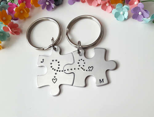 Fitting Puzzle Matching Couples Accessory Keychains