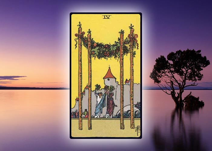 Four of Wands Aries Tarot Card