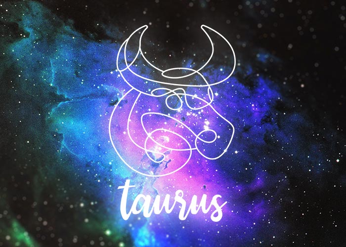 taurus symbol against galaxy background