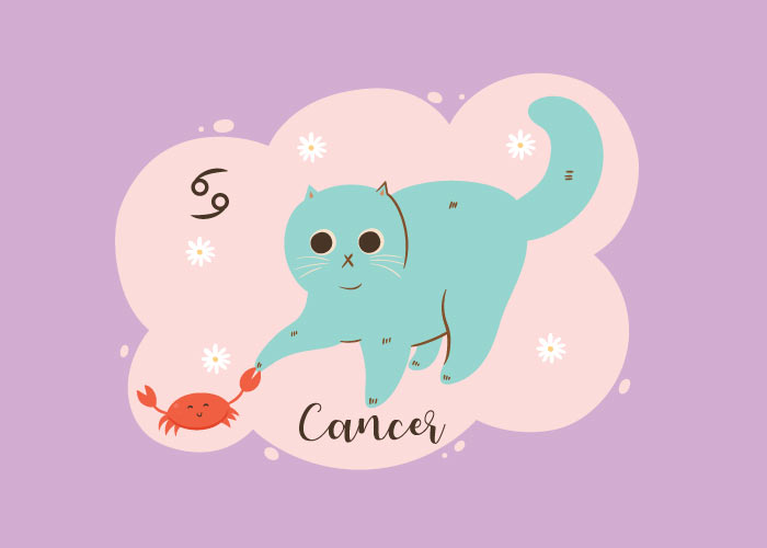 cyan cat with cancer symbols