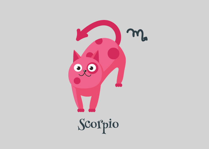 red cat with scorpio symbol