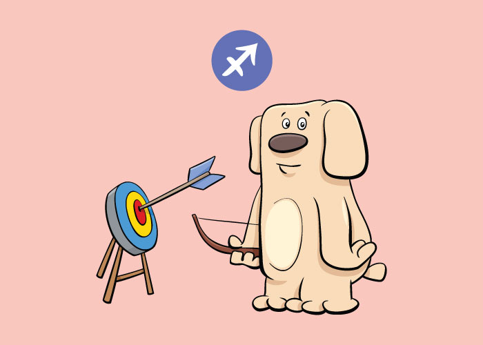 cartoon dog holding a bow