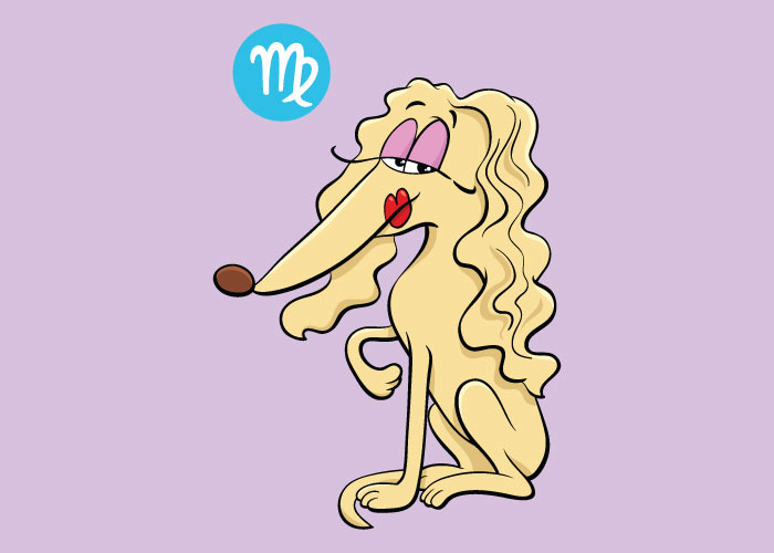 cartoon doggie with virgo symbol